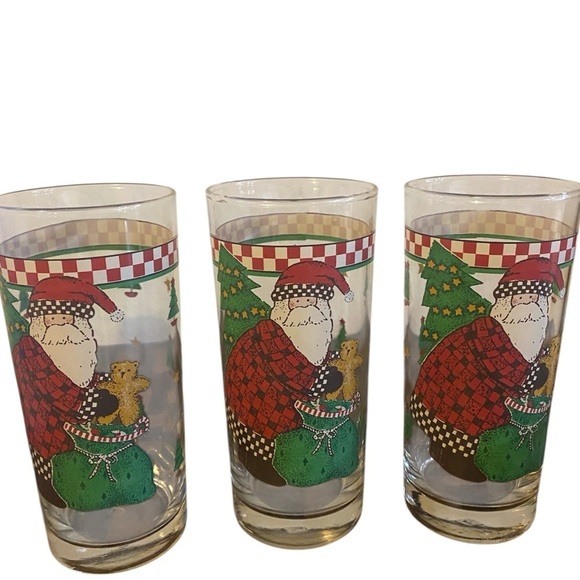 Vintage Debbie Mumm Set Of 3 Magic of Santa Christmas Festive Holiday Tumblers - Picture 2 of 11